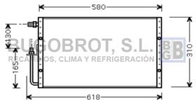 Condensador 60-UV5097 - CONDENSADOR UNIVERSAL SANDEN 580 X 310 X 16 MM.