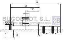 Racor 65-22447 - RACOR TUB. FRIGOSTAR 1/2" X 8 45º  H-ORING  C/CARGADOR 134A