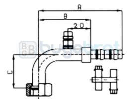 Racor 68-99612 - RACOR TUB. MAFLOW 5/8" X 12 90º H-ORING C/CARGADOR R-134-A B