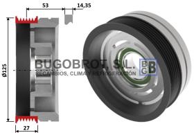 Embragues 52-0076 - POLEA DE EMBRAGUE TM  125 MM. PV6 CON REFUERZO