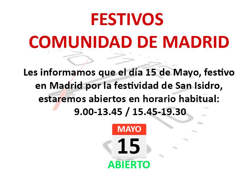 Festivos Comunidad de Madrid 2026